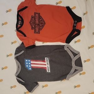 Two Harley Davidson onesies